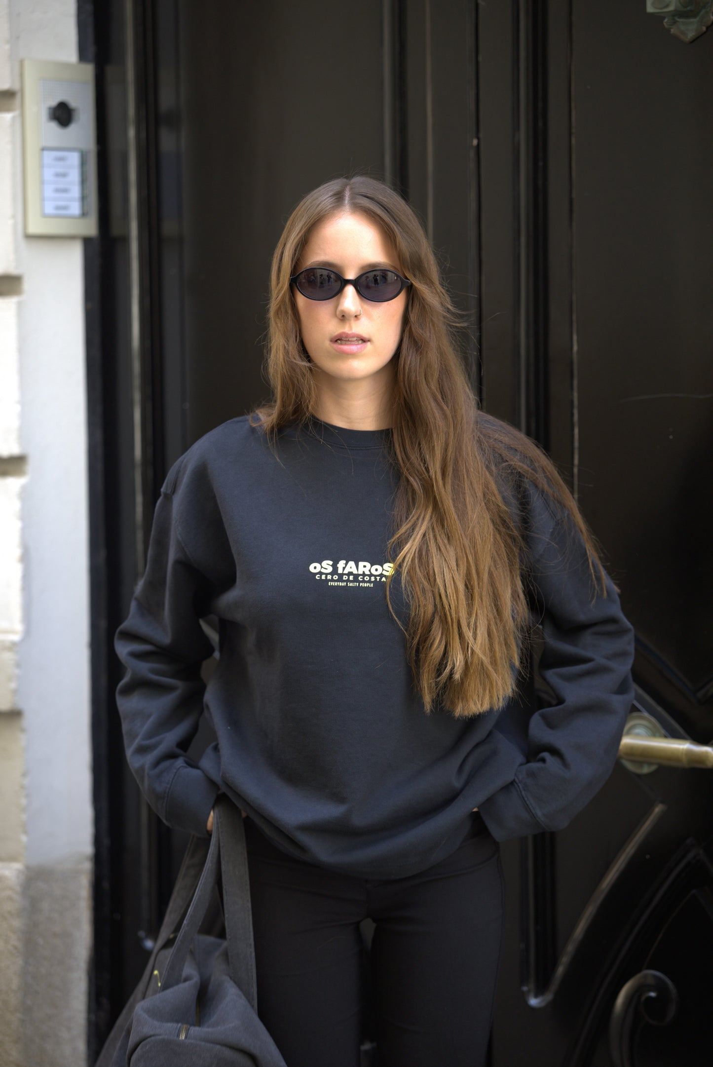 SUDADERA ANTRACITA/AMARILLO-FLÚOR "OS FAROS"