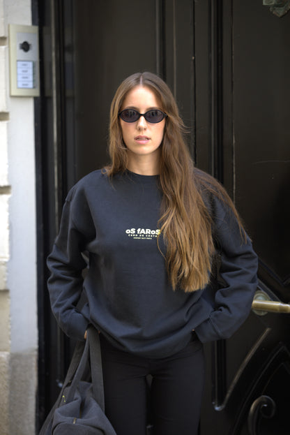 SUDADERA ANTRACITA/AMARILLO-FLÚOR "OS FAROS"