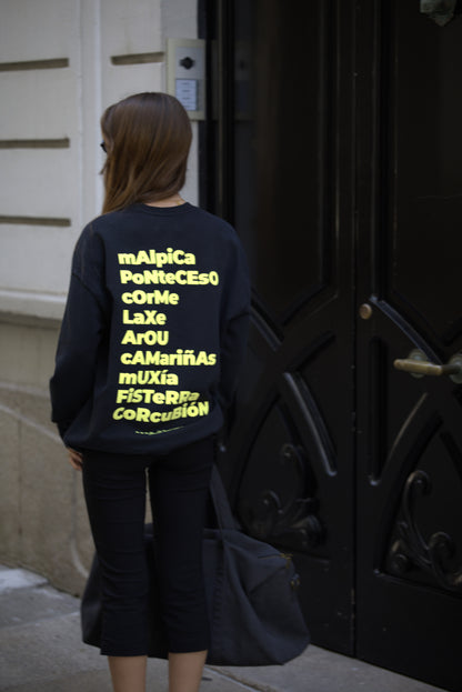 SUDADERA ANTRACITA/AMARILLO-FLÚOR "OS FAROS"