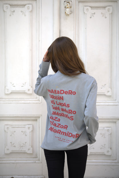 CAMISETA GRIS/ROJO "A CORUÑA" MANGA LARGA