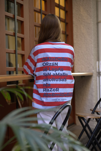 BLUE/LIGHT BLUE "PLAYAS RAZO" STRIPED T-SHIRT 