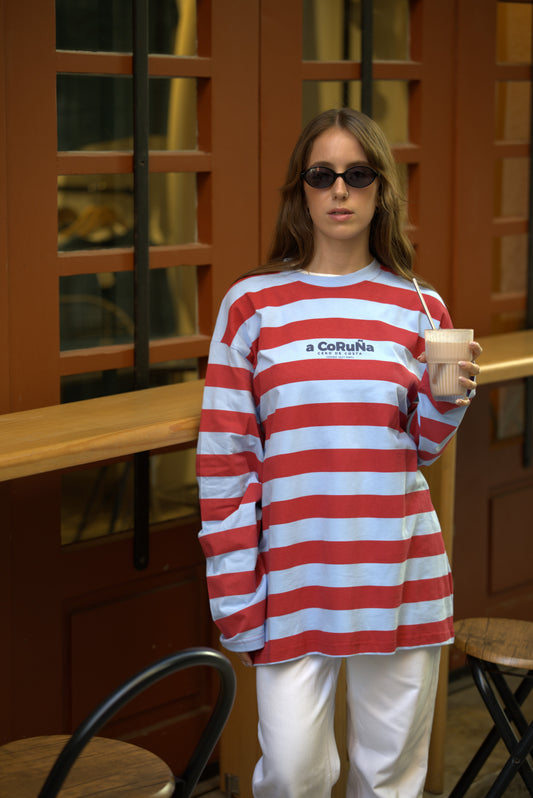 BLUE/LIGHT BLUE "PLAYAS RAZO" STRIPED T-SHIRT 