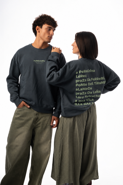 SUDADERA ANTRACITA/VERDE "PONTEVEDRA CIUDAD"
