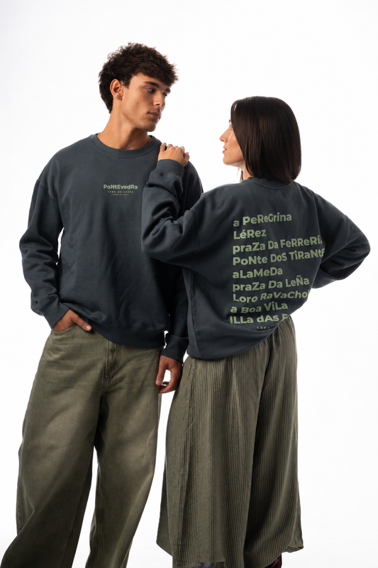SUDADERA ANTRACITA/VERDE "PONTEVEDRA CIUDAD"