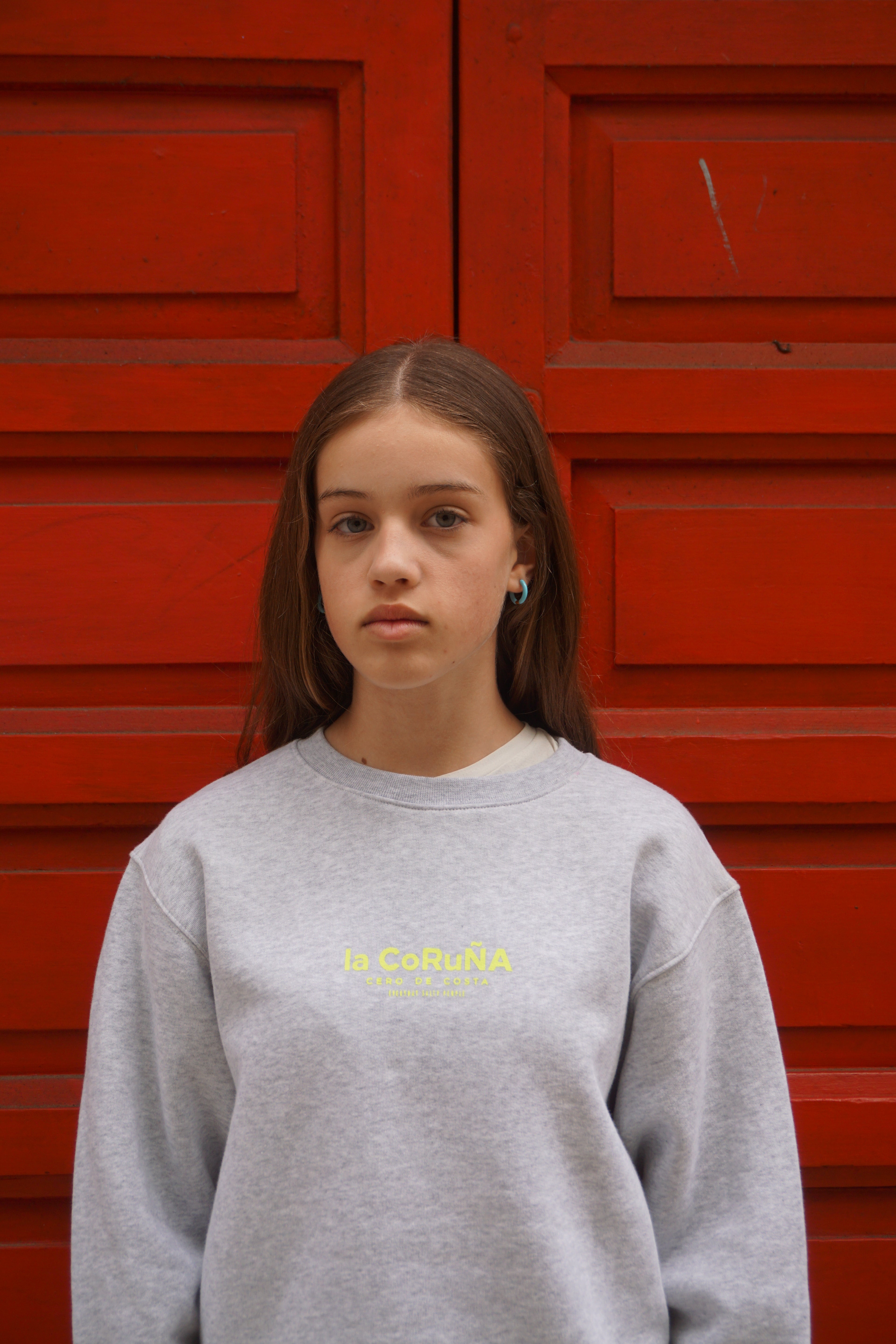 SUDADERA GRIS/FLÚOR "LA CORUÑA" PLAYAS CIUDAD