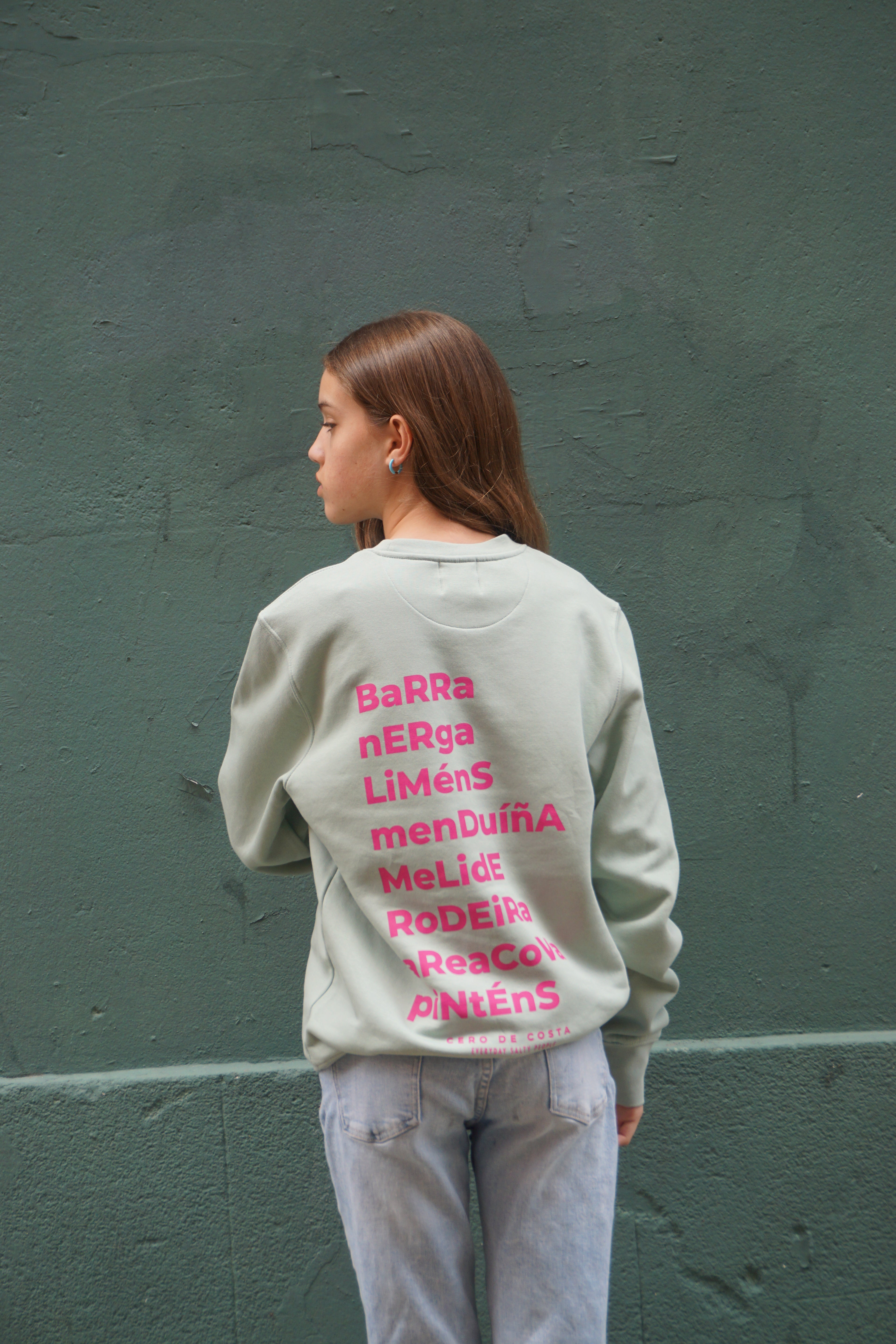 SUDADERA VERDE AGUA/FUCSIA "MORRAZO CERO DE COSTA"