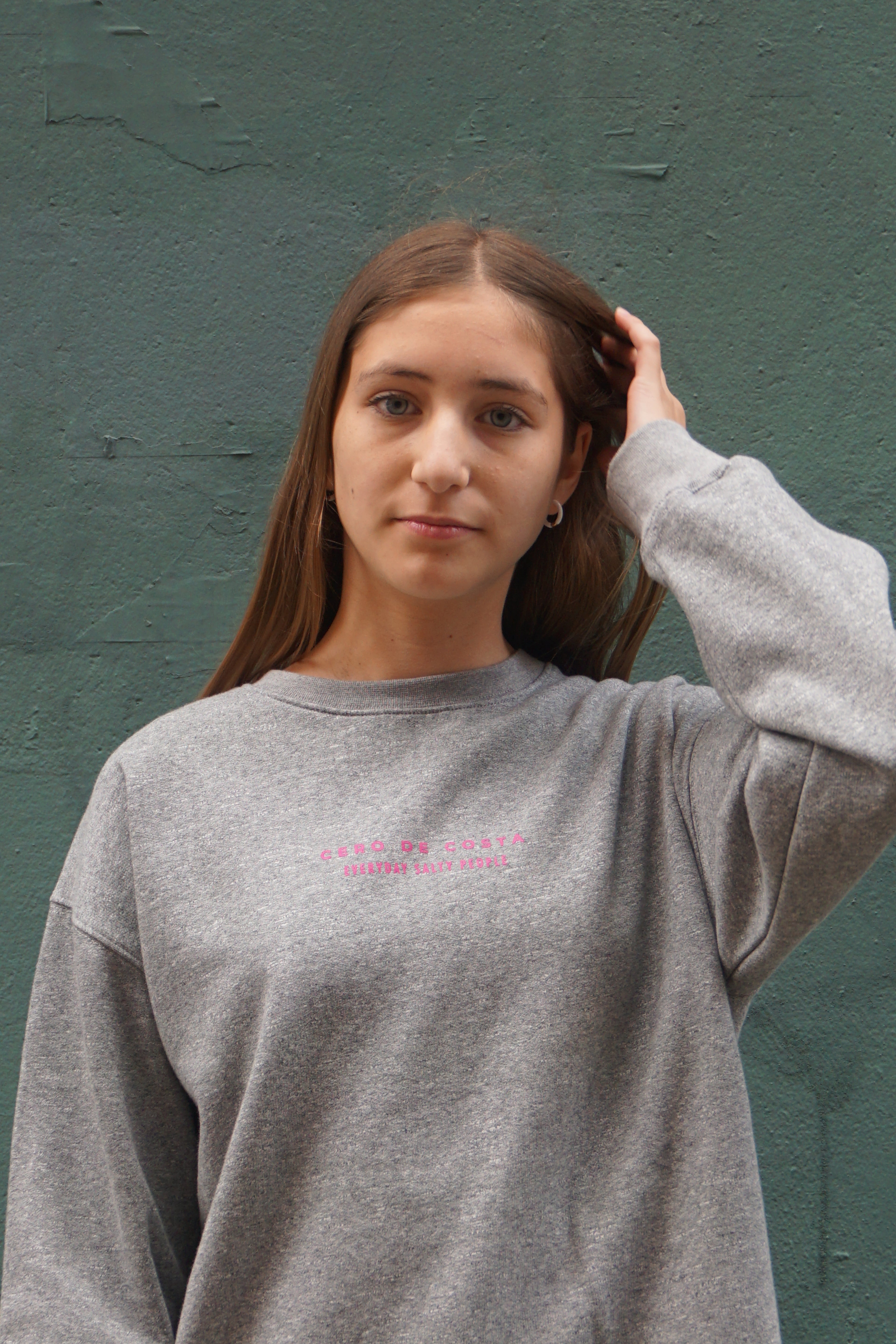 SUDADERA GRIS/FUCSIA "PONTEVEDRA CERO DE COSTA"