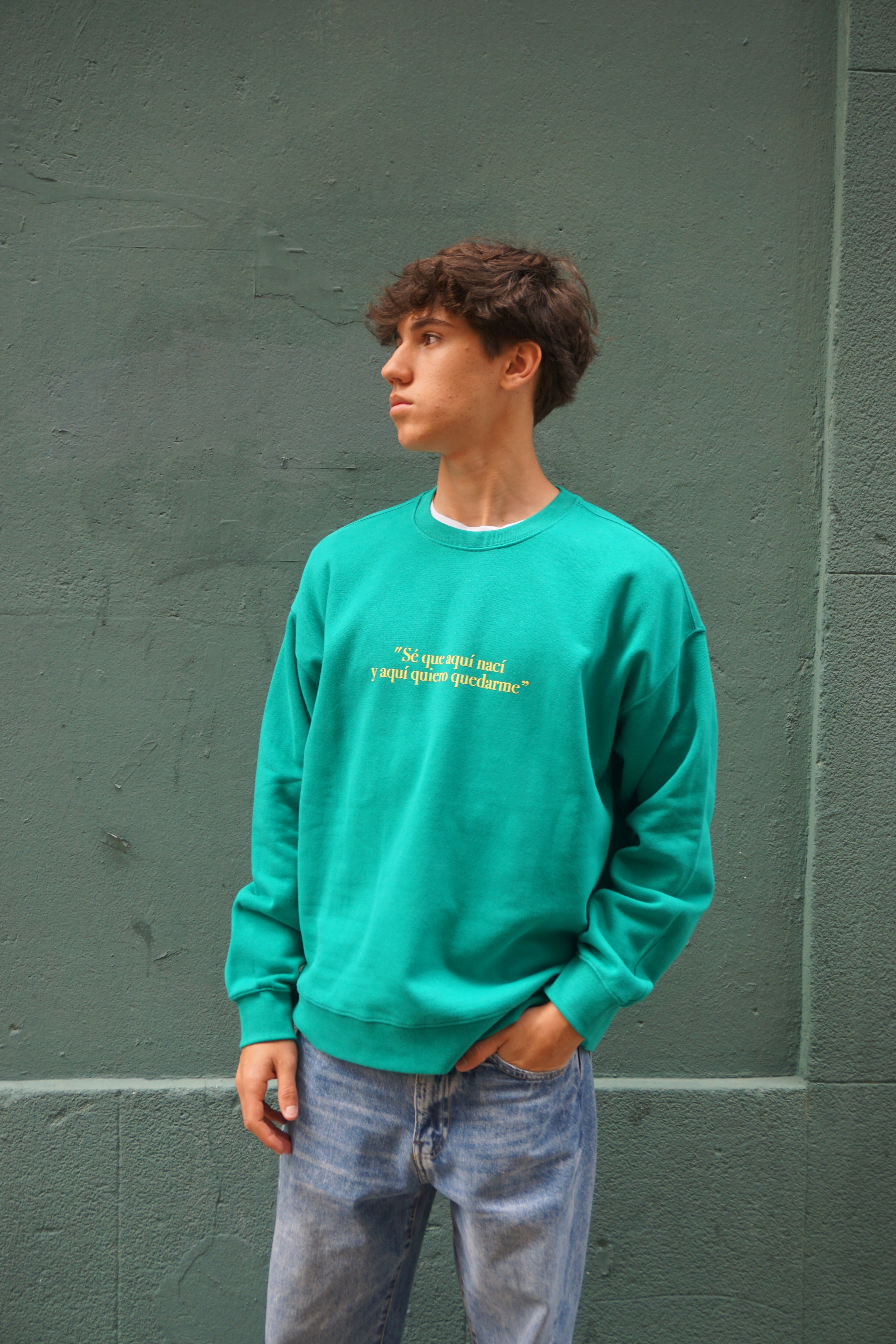 SUDADERA VERDE/CREMA "LOS LIMONES"