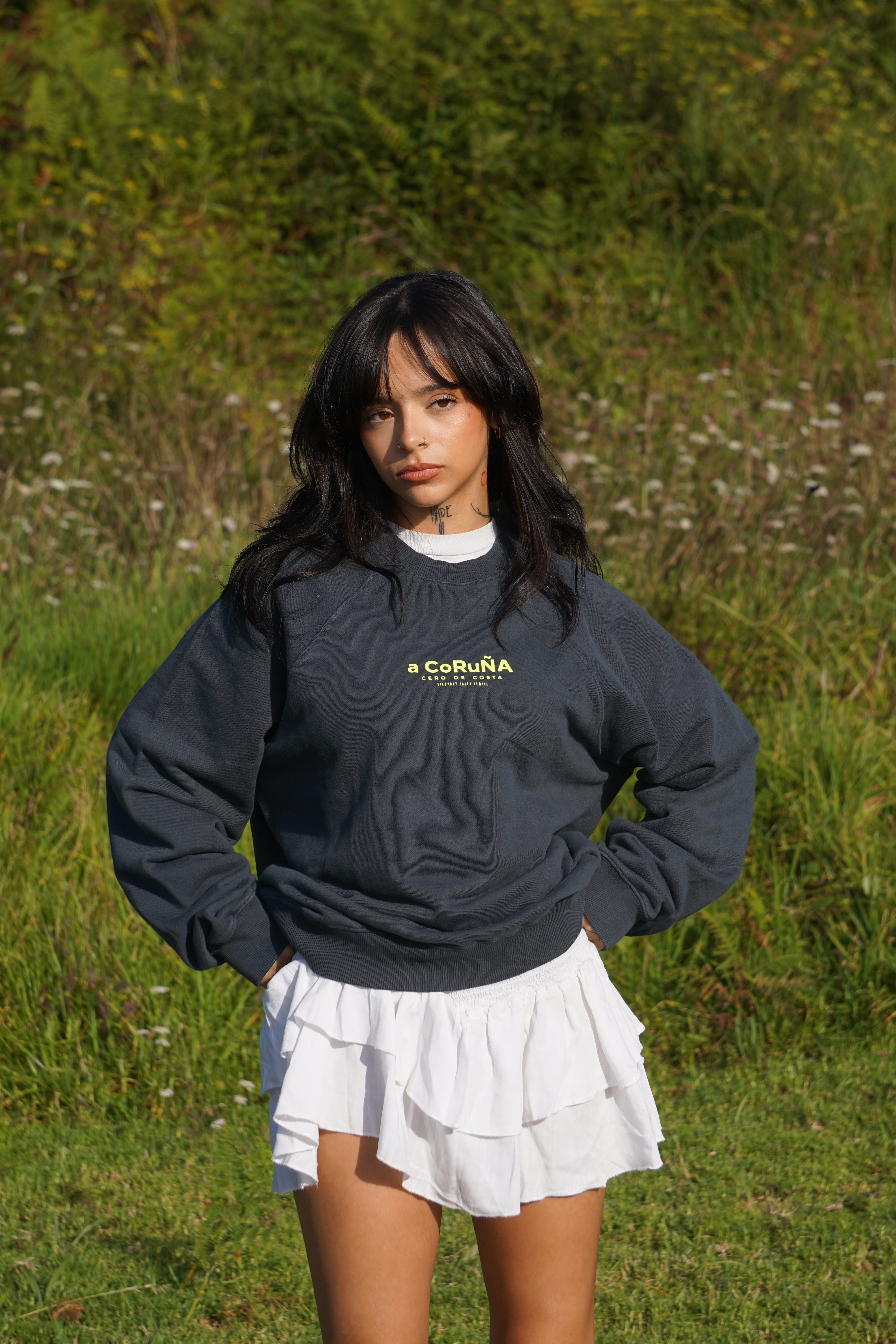 SUDADERA ANTRACITA/FLÚOR "A CORUÑA"