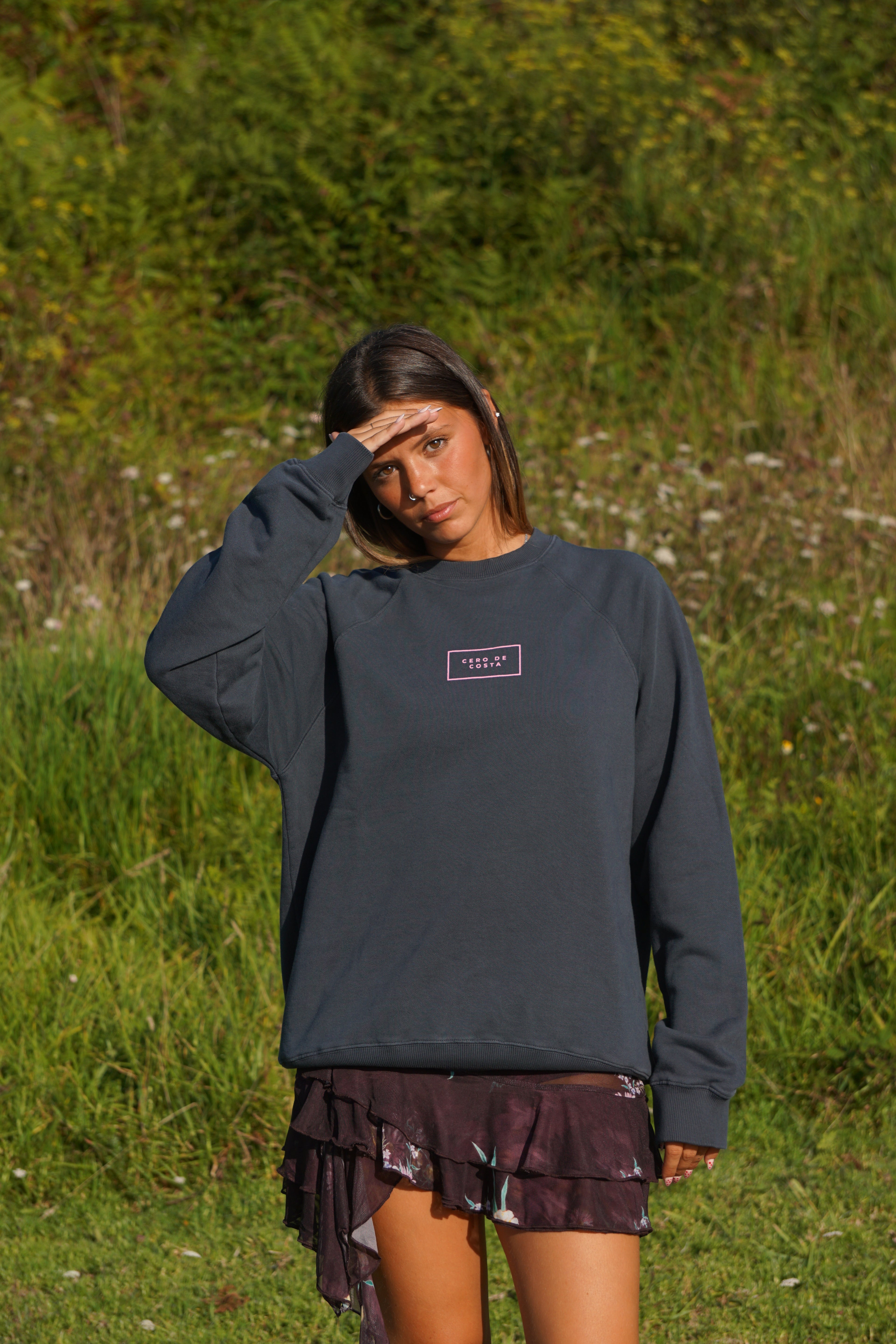 SUDADERA LOGO ANTRACITA/ROSA "CDC"