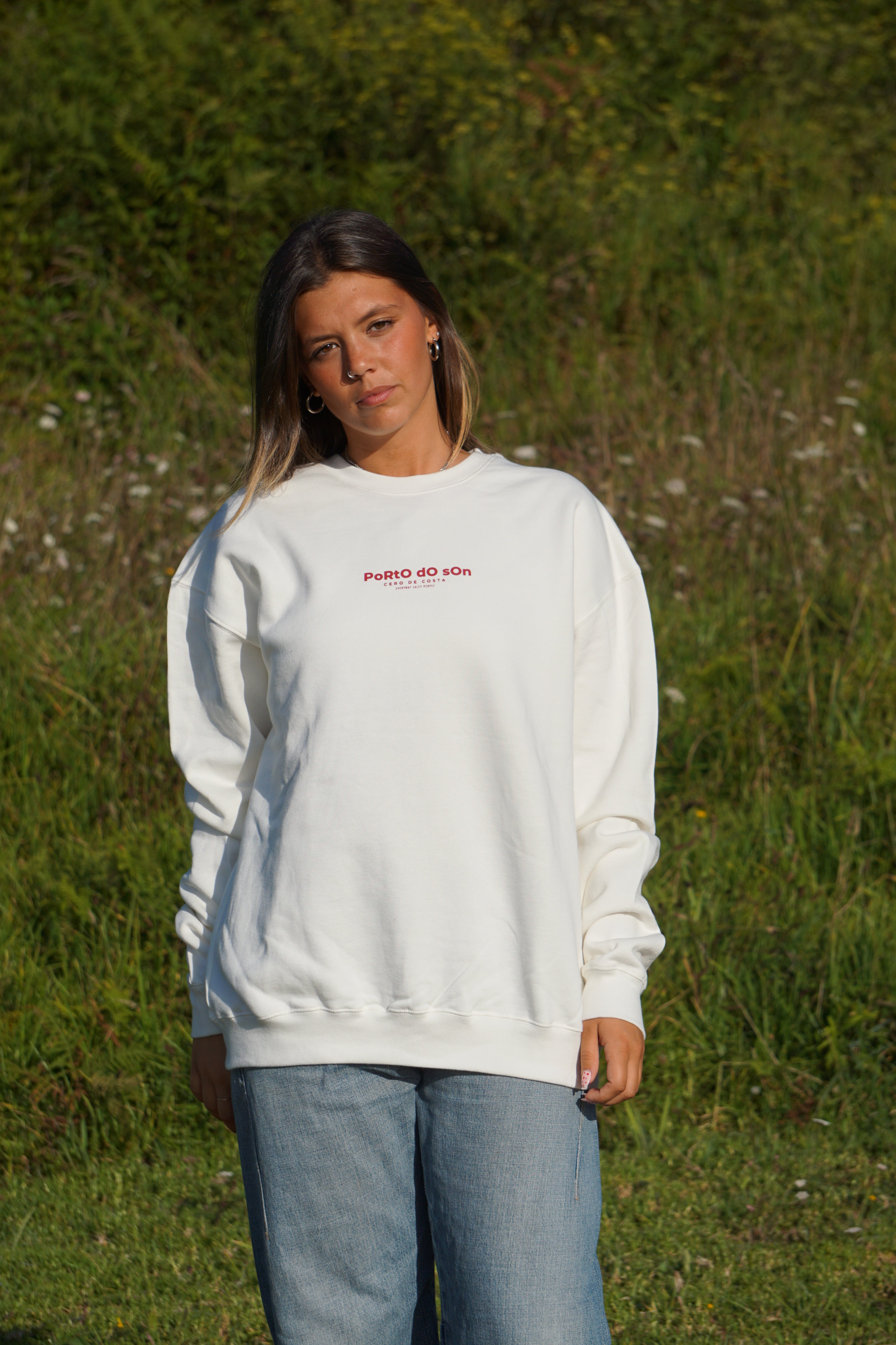 SUDADERA BLANCO/ROJO "PORTO DO SON"