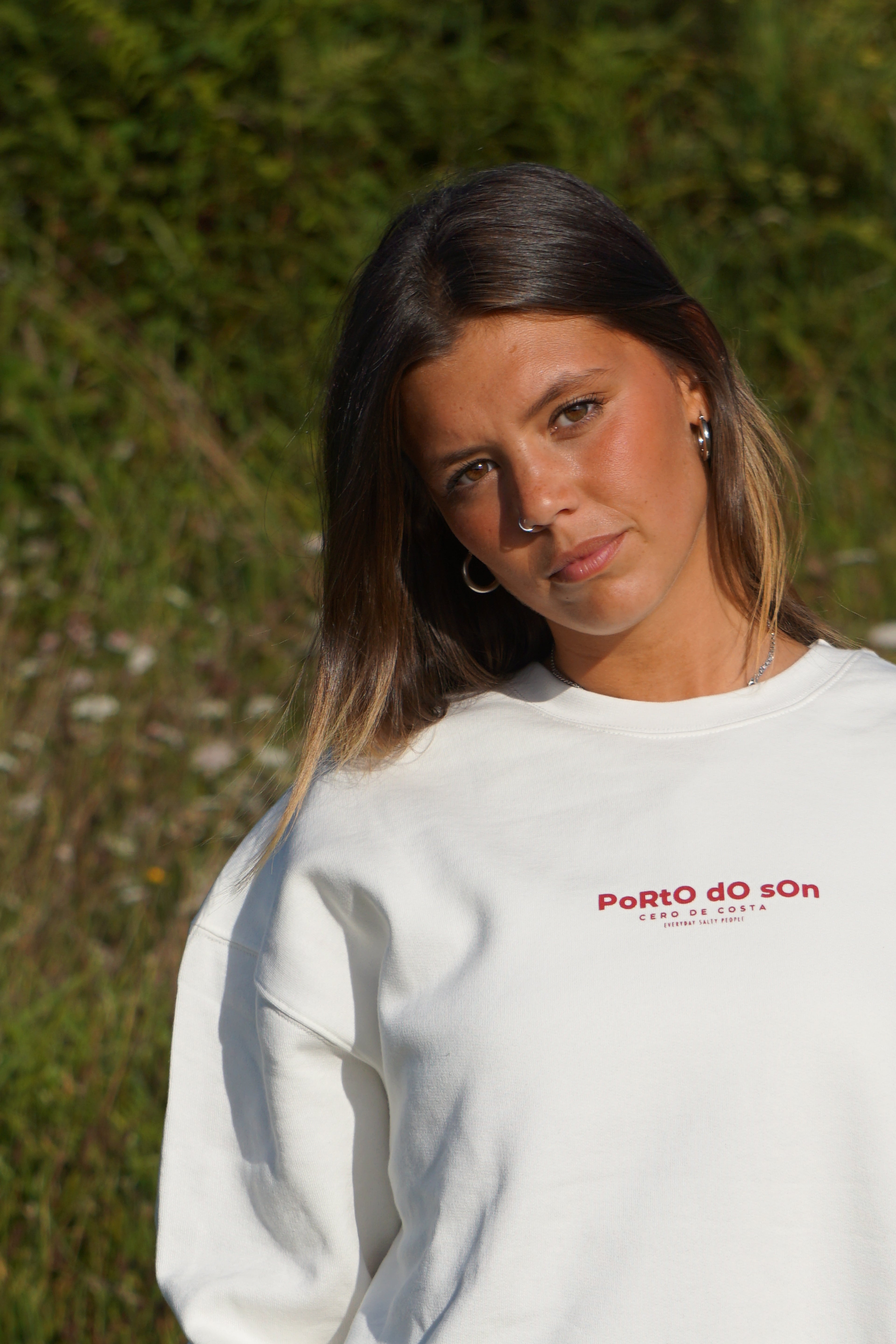 SUDADERA BLANCO/ROJO "PORTO DO SON"