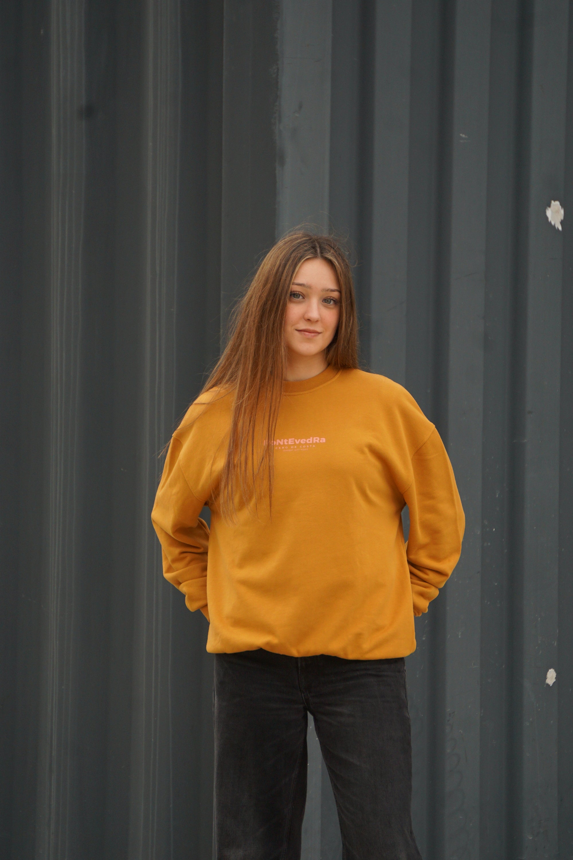 SUDADERA MARRÓN/ROSA "PONTEVEDRA"