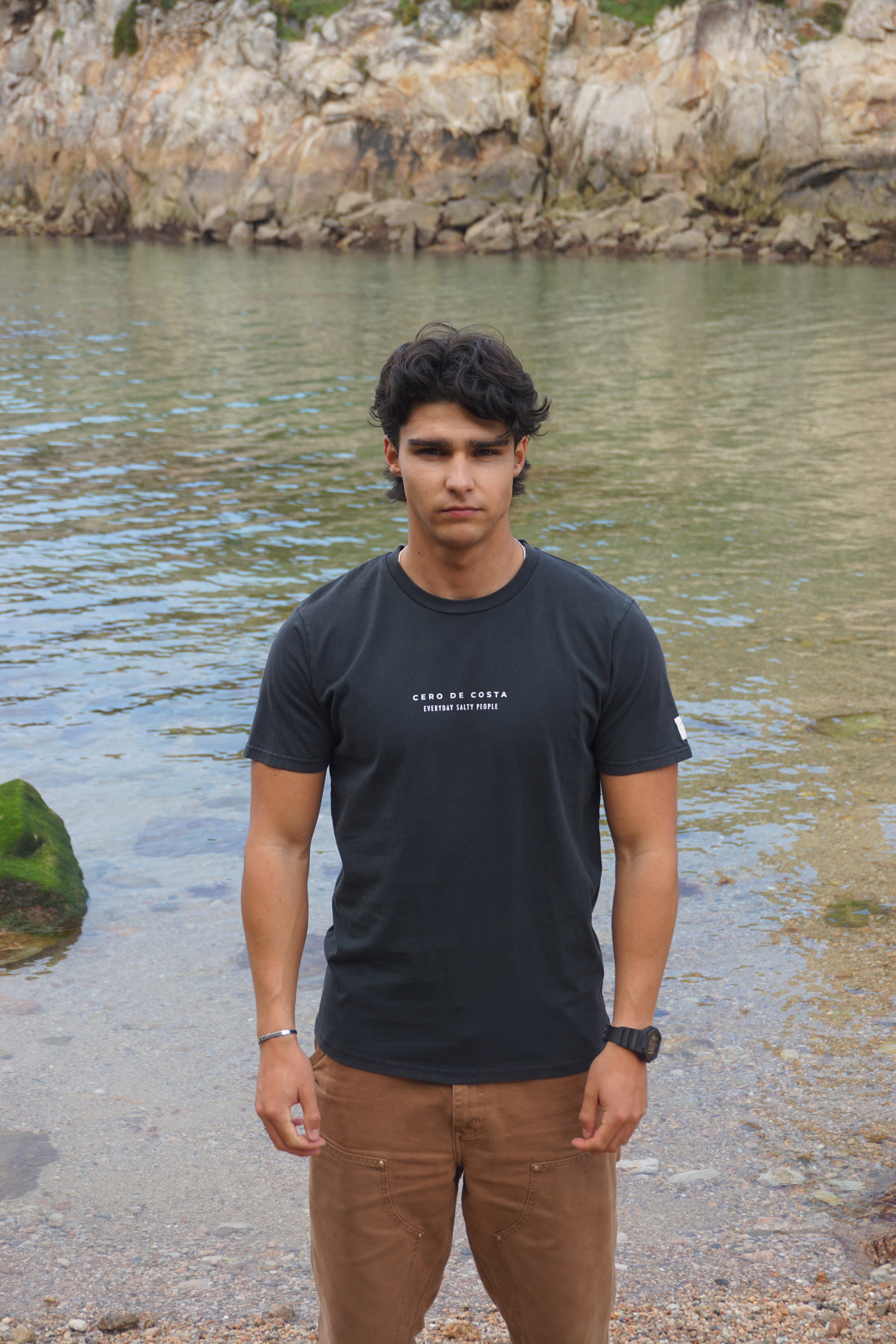 CAMISETA ANTRACITA/BLANCO "VIGO CERO DE COSTA"