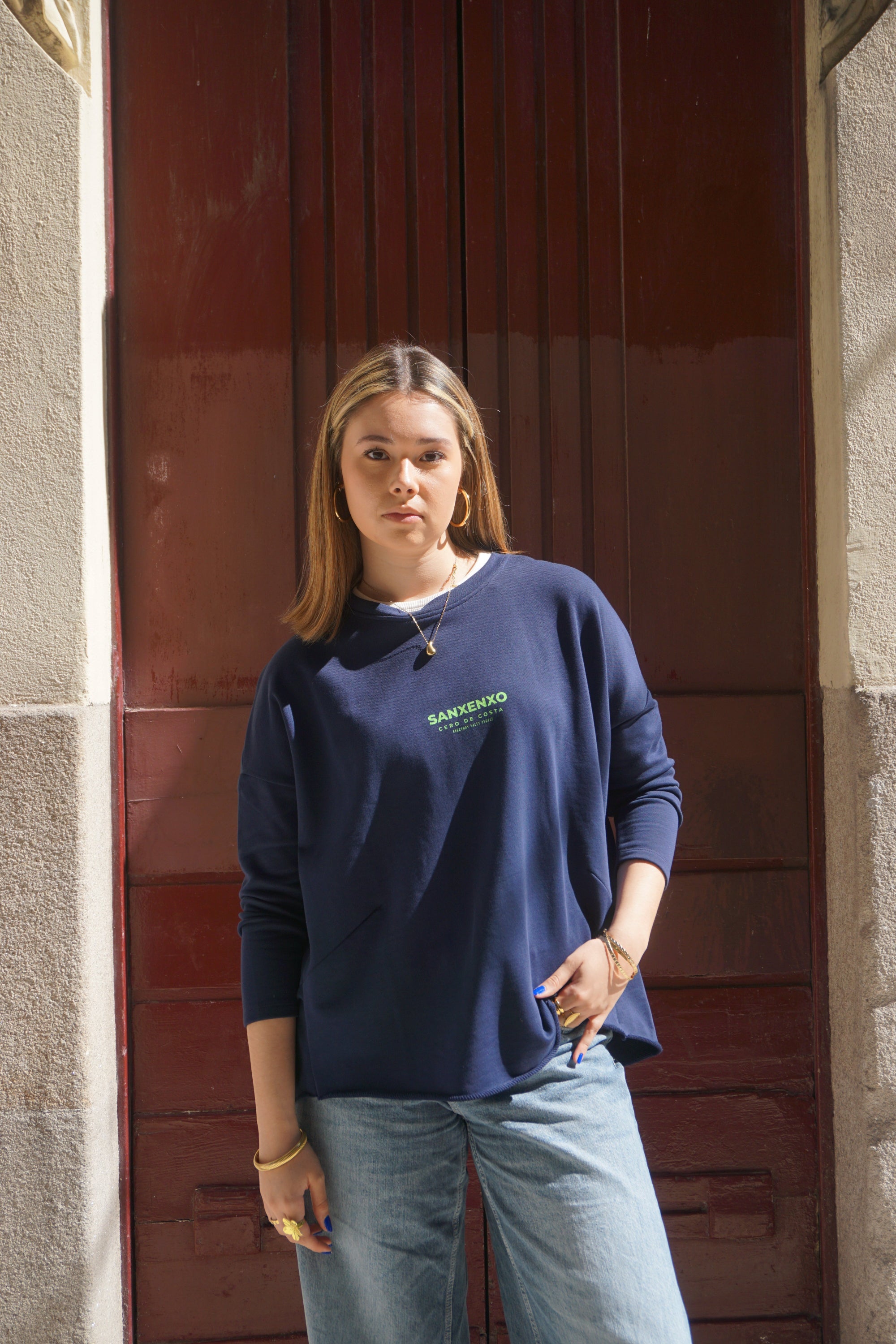 SUDADERA MARINO/VERDE "SANXENXO" TALLA ÚNICA