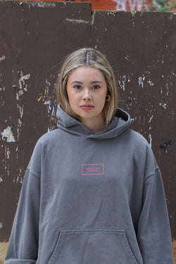 SUDADERA ANTRACITA/ROSA LOGO CDC CON CAPUCHA