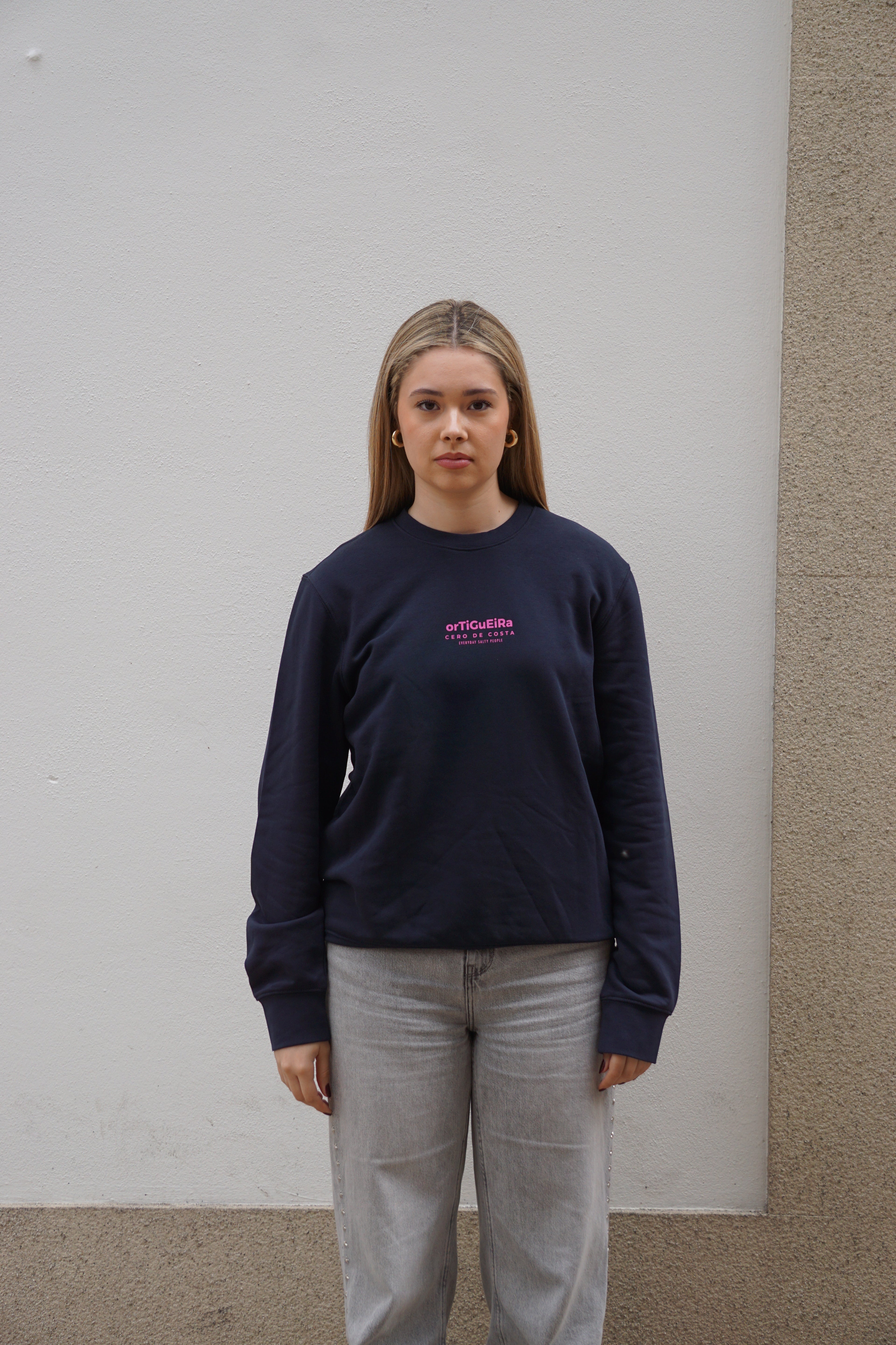 SUDADERA MARINO/FUCSIA "ORTIGUEIRA"