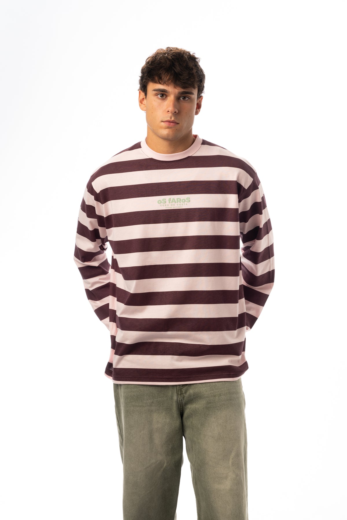 CAMISETA ROSA/BERENJENA "OS FAROS" RAYAS – foto 5
