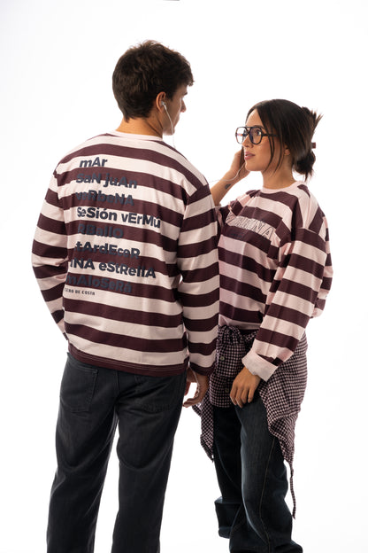 CAMISETA ROSA/BERENJENA "MORRIÑA" RAYAS