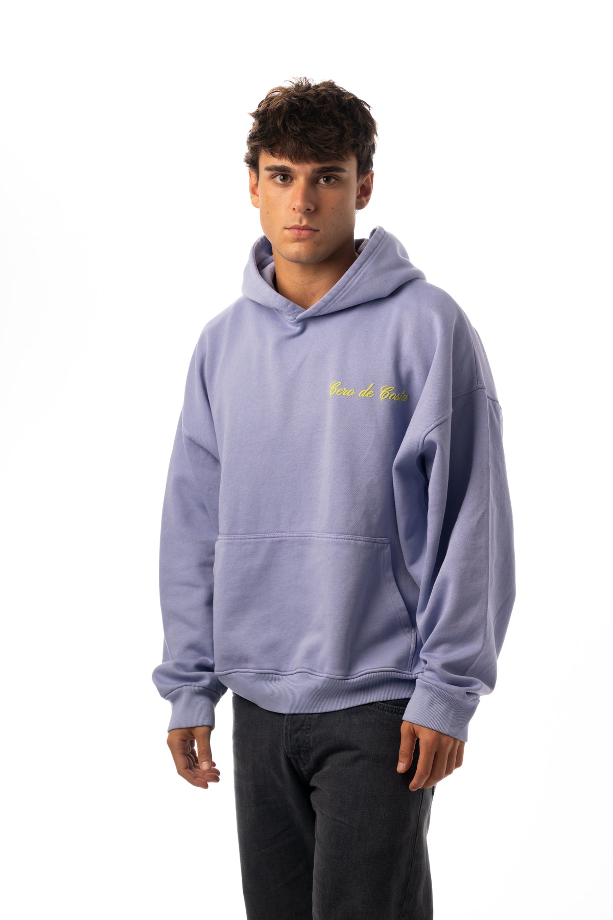 SUDADERA LILA-TIZA/VERDE "LOGO CURSIVA" CON CAPUCHA – foto 5