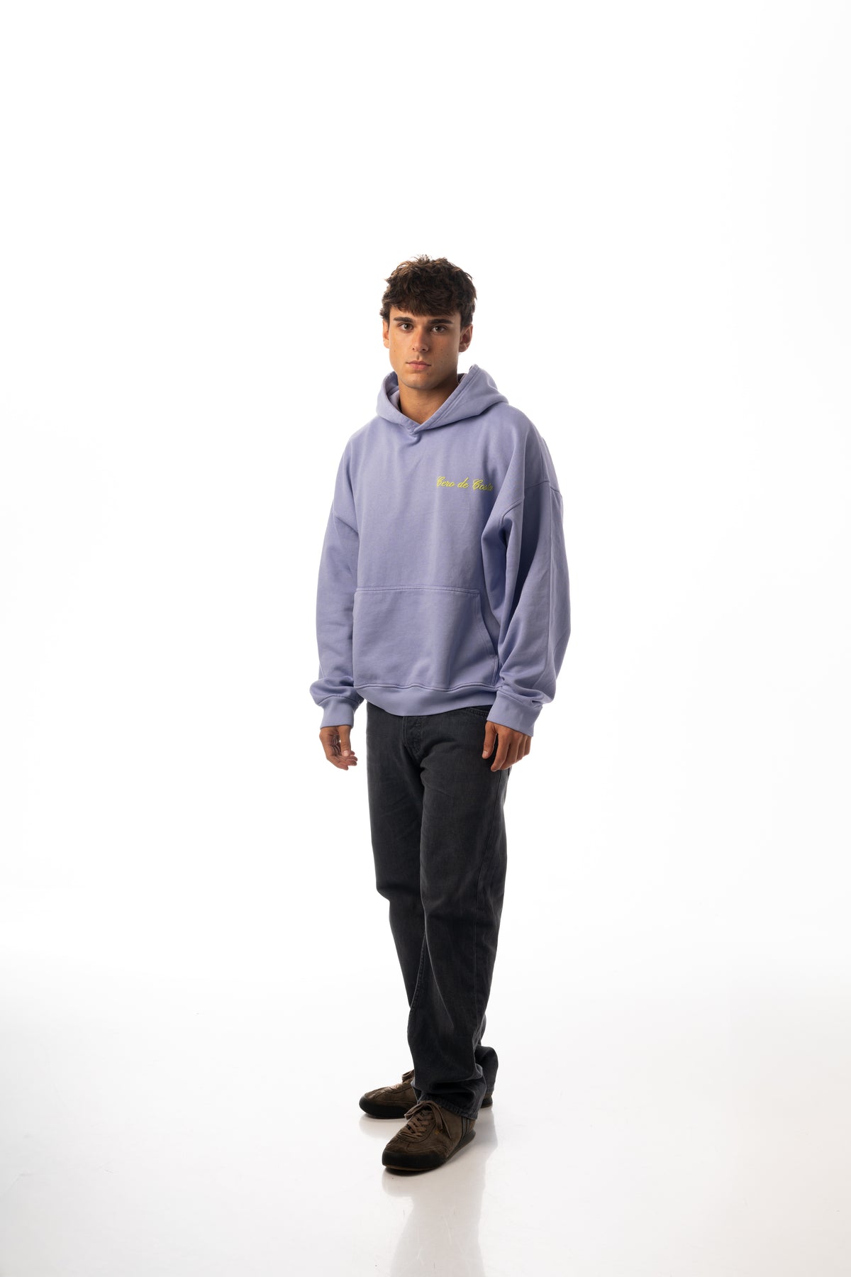 SUDADERA LILA-TIZA/VERDE "LOGO CURSIVA" CON CAPUCHA – foto 6