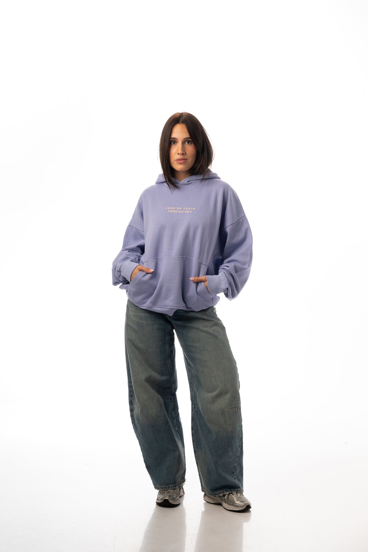 SUDADERA LILA-TIZA/AMARILLO "PLAYAS RAZO" CON CAPUCHA – foto 2