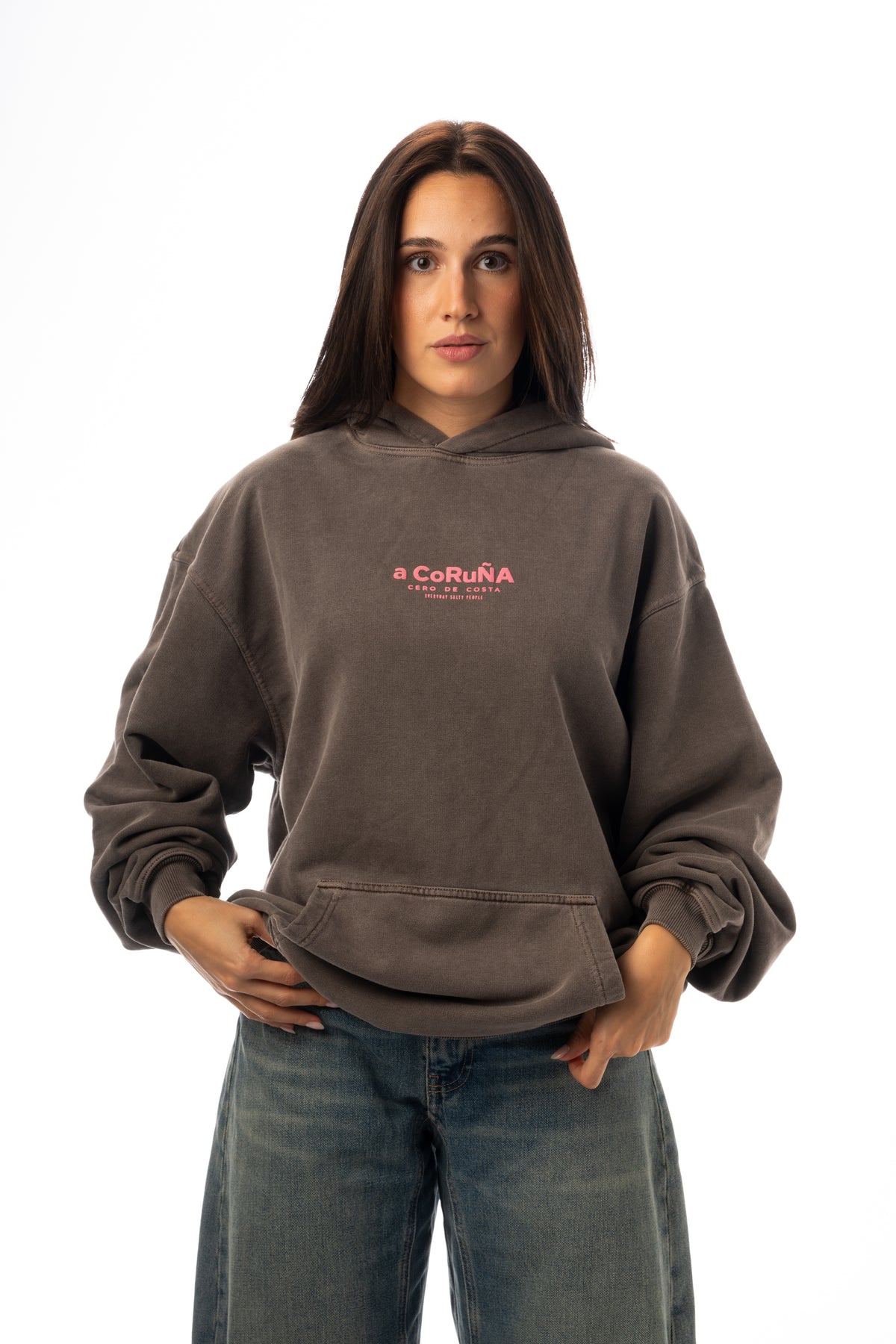 SUDADERA TOPO/ROSA “A CORUÑA” CON CAPUCHA – foto 3