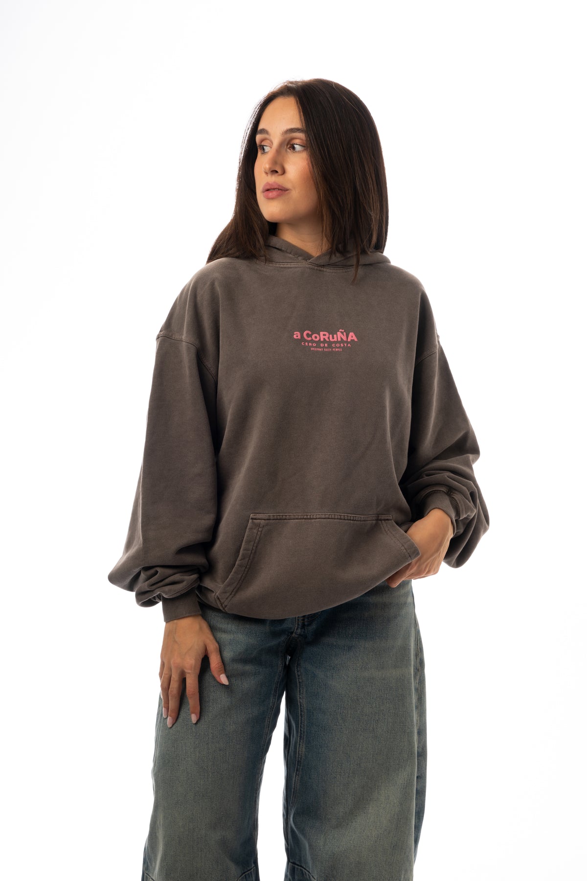 SUDADERA TOPO/ROSA “A CORUÑA” CON CAPUCHA – foto 4