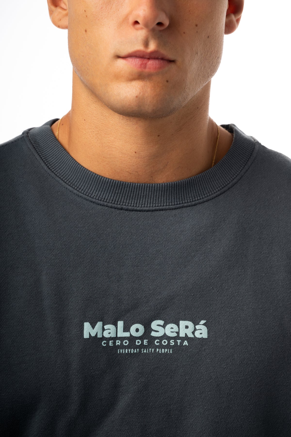 SUDADERA ANTRACITA/CELESTE "MALO SERÁ"