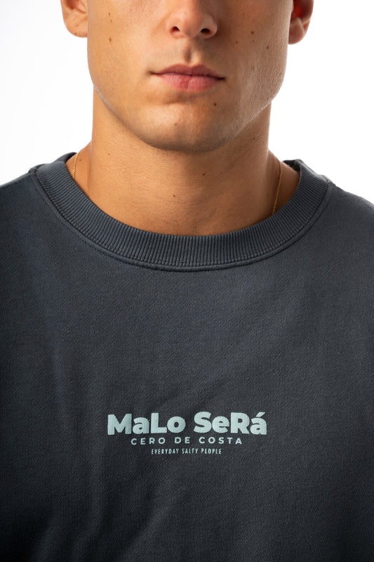 SUDADERA ANTRACITA/CELESTE "MALO SERÁ"