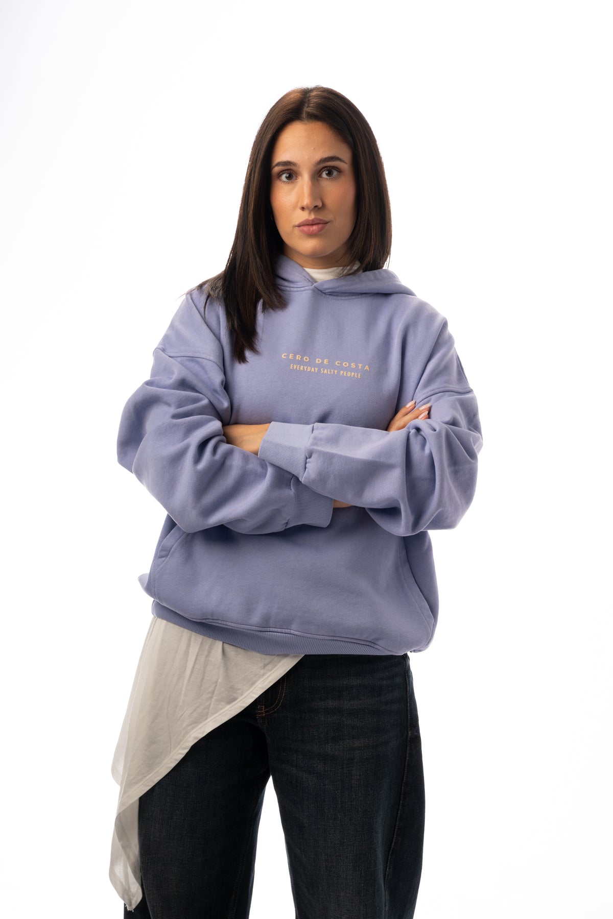 SUDADERA LILA-TIZA/AMARILLO "PLAYAS SURF" CON CAPUCHA – foto 1