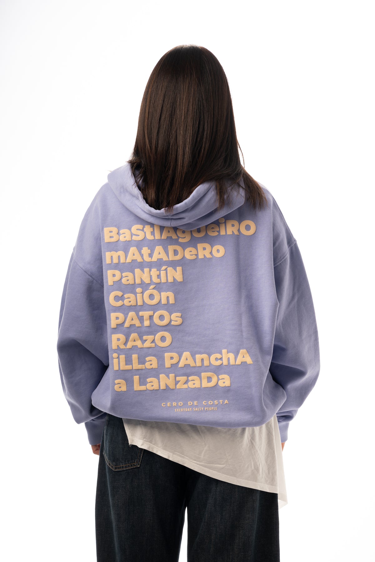 SUDADERA LILA-TIZA/AMARILLO "PLAYAS SURF" CON CAPUCHA
