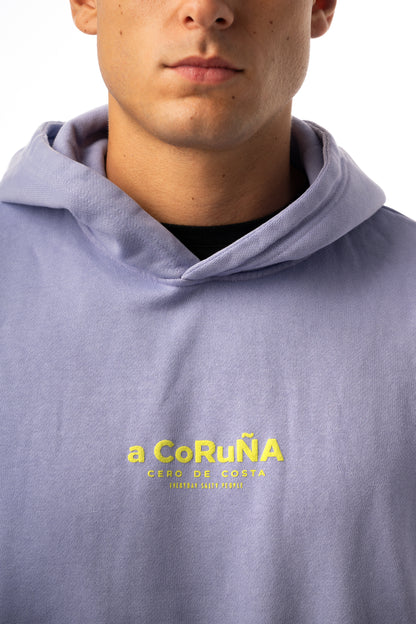 SUDADERA LILA-TIZA/VERDE "A CORUÑA" CON CAPUCHA