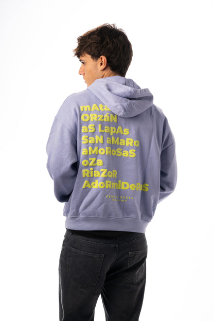 SUDADERA LILA-TIZA/VERDE "A CORUÑA" CON CAPUCHA