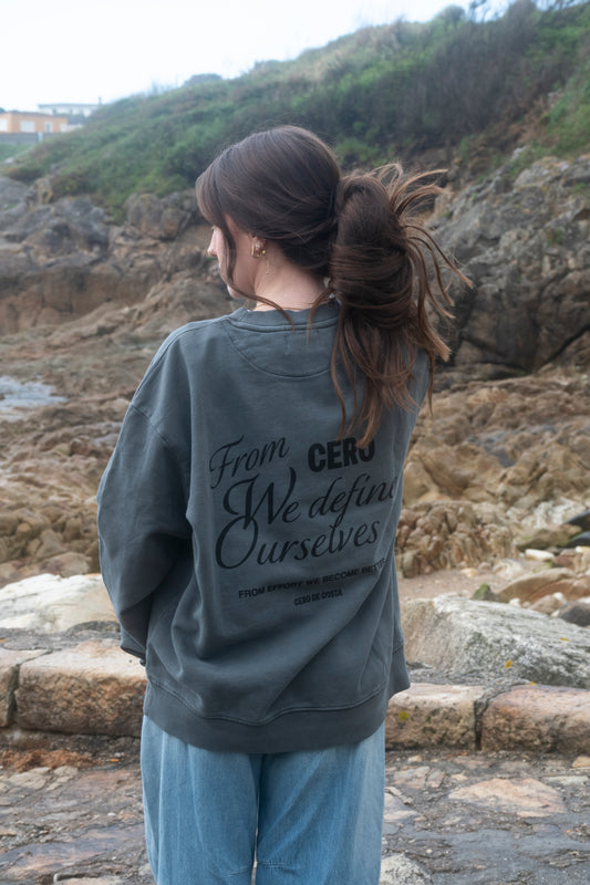 SUDADERA GRIS/ANTRACITA "FROM CERO" LOGO