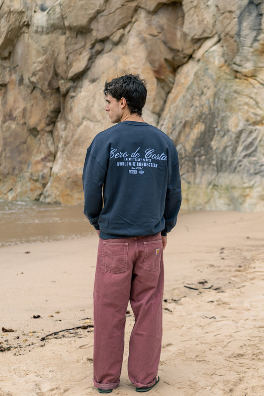 SUDADERA ANTRACITA/CELESTE "CERO DE COSTA CURSIVA" LOGO