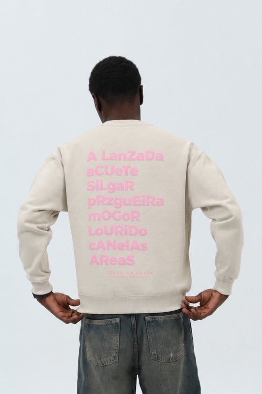 SUDADERA CREMA/ROSA "PONTEVEDRA"