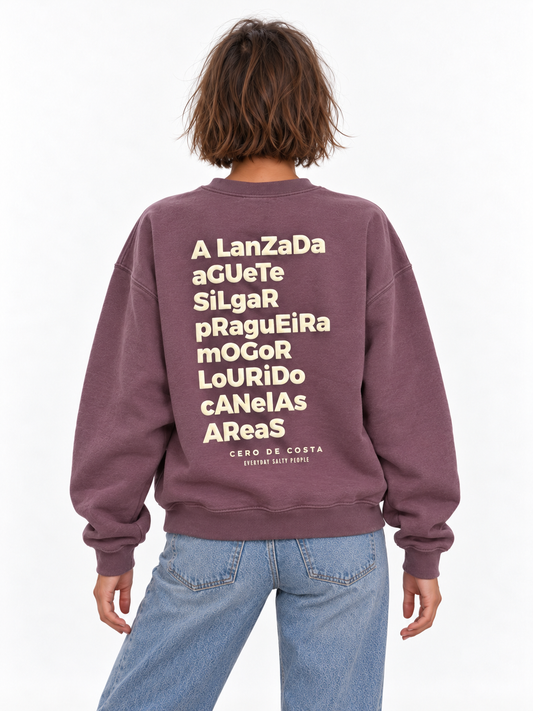SUDADERA BERENJENA/CREMA "PONTEVEDRA"