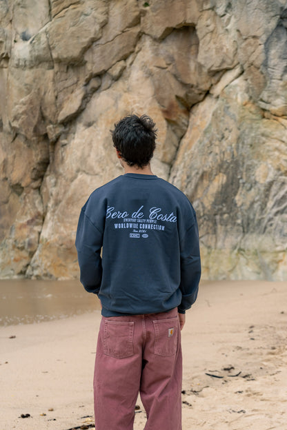 SUDADERA ANTRACITA/CELESTE "CERO DE COSTA CURSIVA" LOGO