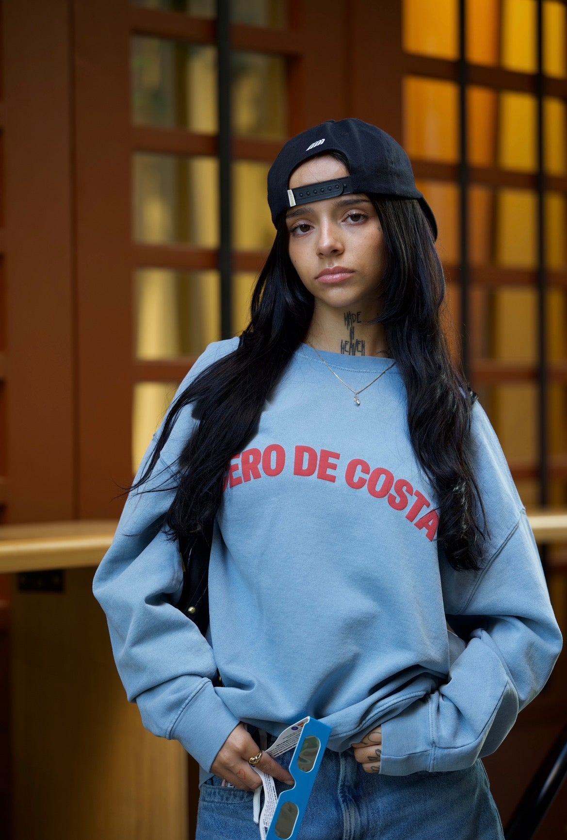 SUDADERA AZUL-LAVADO/ROJO "ECLIPSE"
