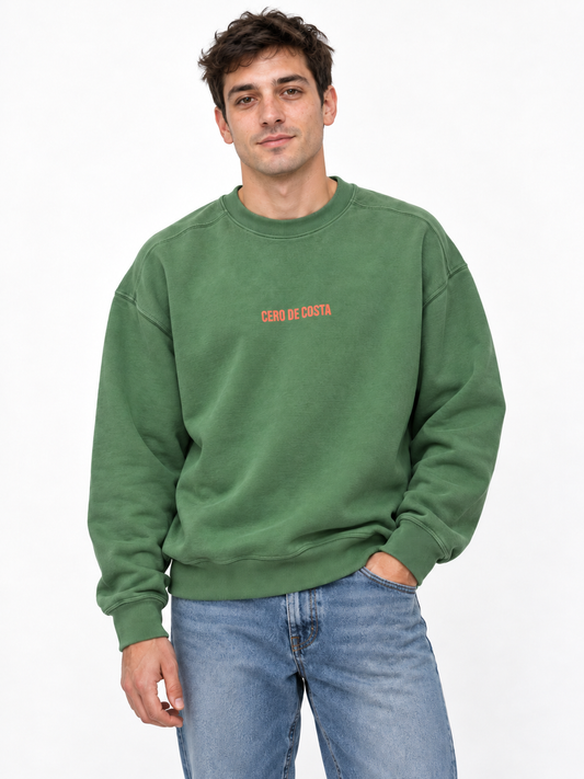 SUDADERA VERDE-LAVADO/CORAL "VIGO"