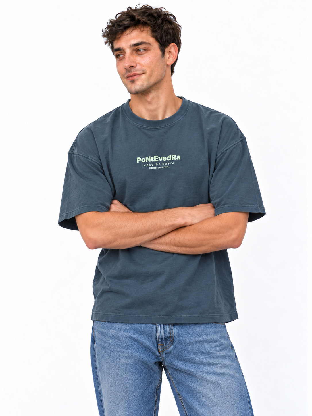 CAMISETA ANTRACITA/VERDE "PONTEVEDRA CIUDAD"