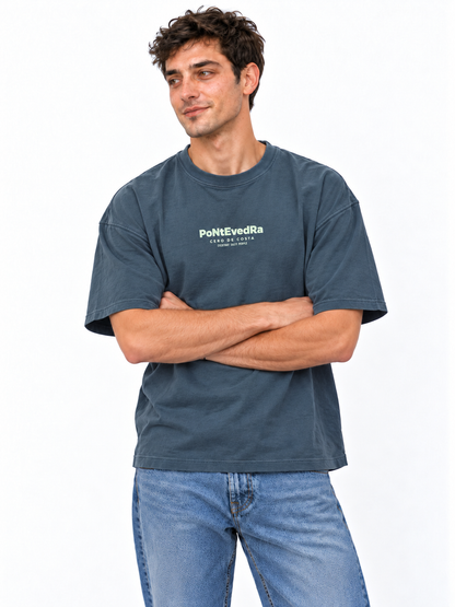 CAMISETA ANTRACITA/VERDE "PONTEVEDRA CIUDAD"