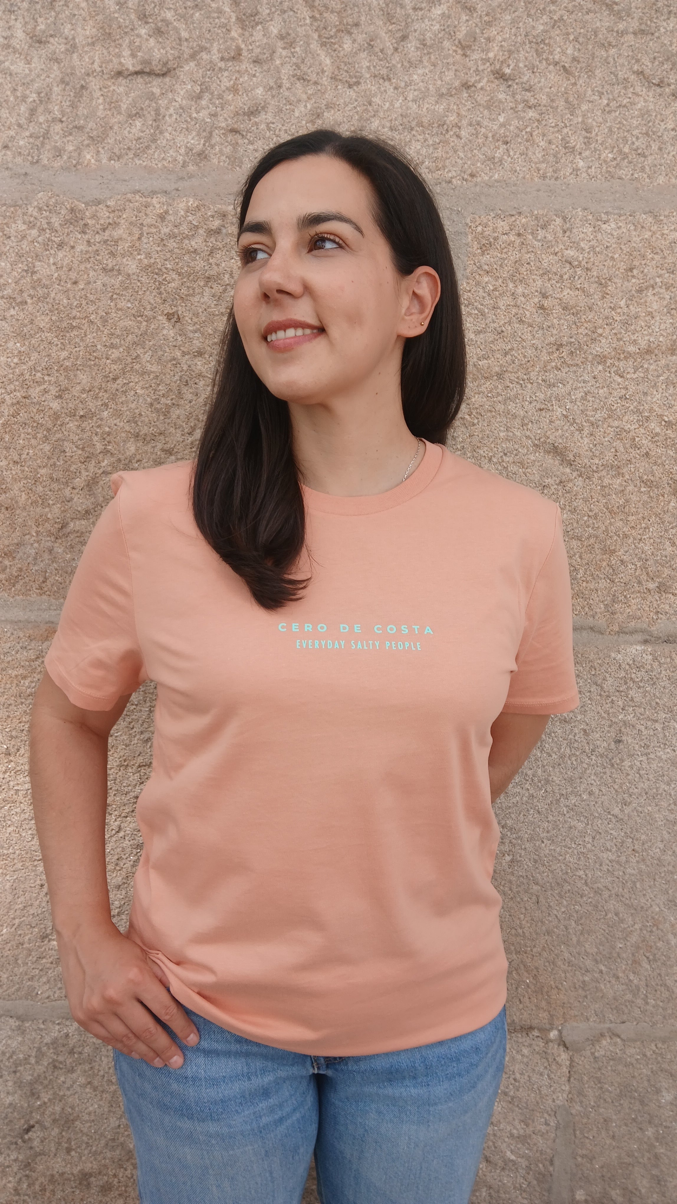 CAMISETA SALMÓN/CELESTE "PONTEVEDRA”