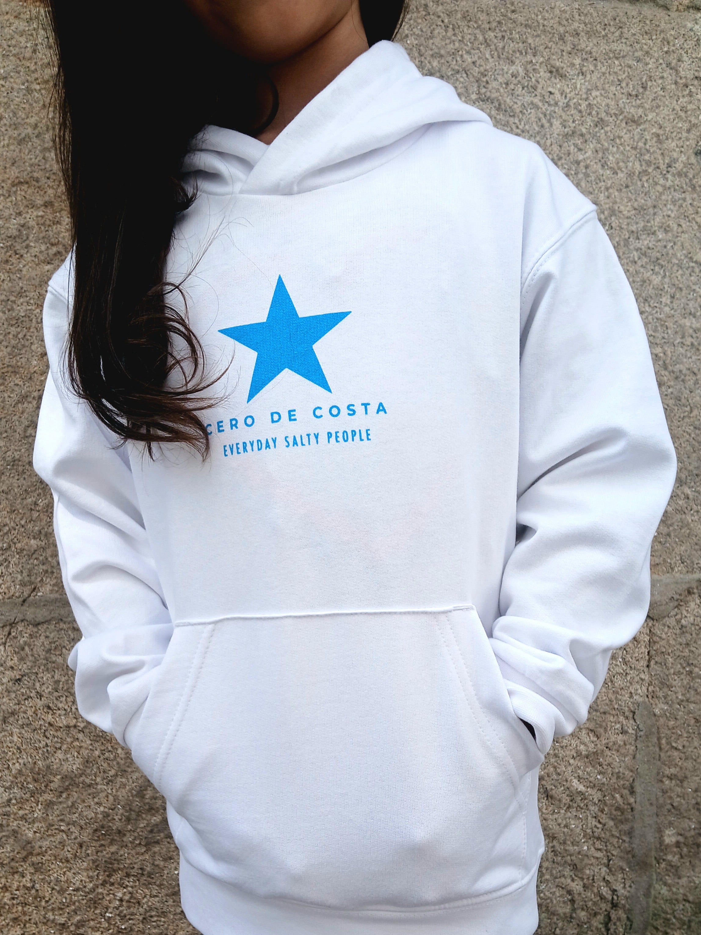 SUDADERA PONTEVEDRA BLANCO/AZUL CON CAPUCHA KIDS
