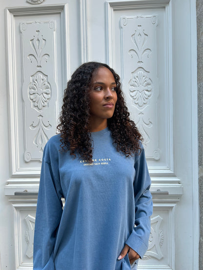 CAMISETA AZUL/BEIGE "VIGO" MANGA LARGA