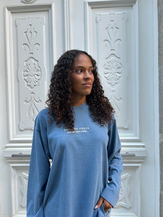 CAMISETA AZUL/BEIGE "VIGO" MANGA LARGA