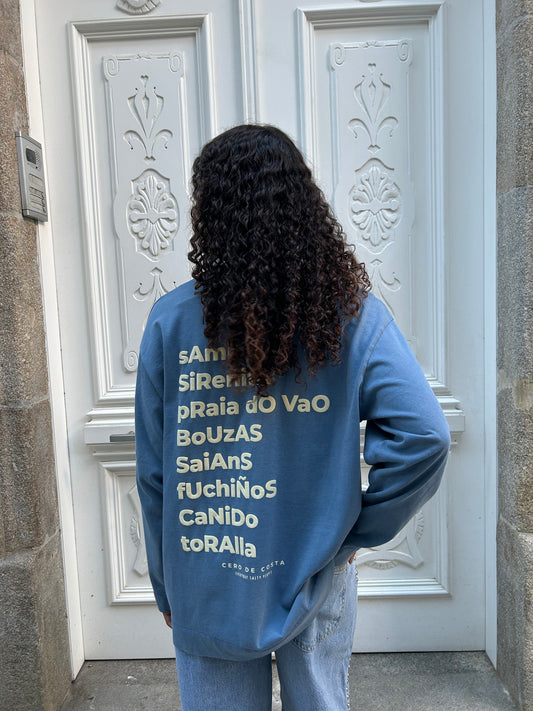 CAMISETA AZUL/BEIGE "VIGO" MANGA LARGA
