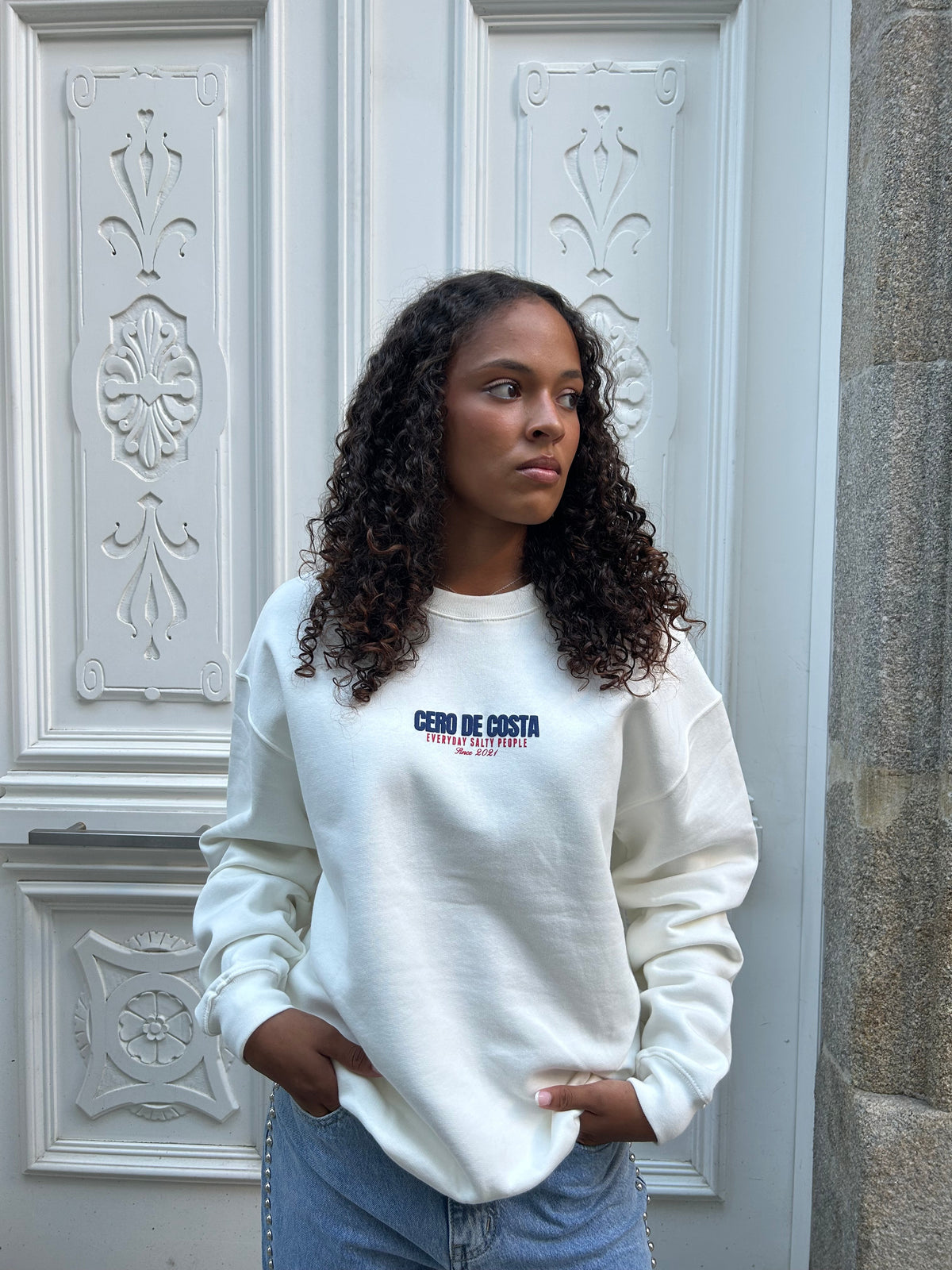 SUDADERA BLANCO/AZUL "VIGO"