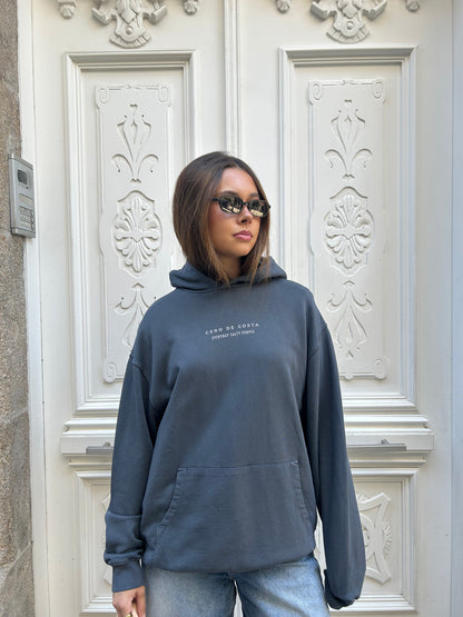 SUDADERA GRIS/AZUL "VIGO" CON CAPUCHA